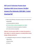 NDT Level II Technician Practice Exam  Questions With Correct Answers &lpar;Verified  Answers&rpar; Plus Rationales 2026 Q&A &vert; Instant  Download Pdf