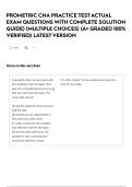 PROMETRIC CNA PRACTICE TEST ACTUAL EXAM QUESTIONS WITH COMPLETE SOLUTION GUIDE&rpar; &lpar;MULTIPLE CHOICES&rpar; &lpar;A&plus; GRADED 100&percnt; VERIFIED&rpar; LATEST VERSION 