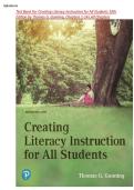 Test Bank For Creating Literacy Instruction for All Students 10th Edition by Thomas G&period; Gunning&comma; Chapters 1-14 &vert; ALL CHAPTERS 