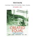 Test Bank - Created Equal&colon; A History of the United States&comma; Volume 1 &lpar;5th Edition&rpar; by Jacqueline A&period; Jones&comma; Chapter 1-15 &vert; All Chapters
