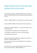 Rhode Island law exam for real estate exam questions with correct answers