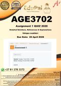 AGE3702 Assignment 1 &lpar;COMPLETE ANSWERS&rpar; 2026 - DUE 20 April 2026