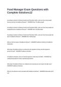 Food Manager Exam Questions with Complete Solutions