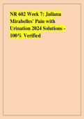 NR 602 Week 7&colon; Juliana  Mirabelles' Pain with  Urination 2024 Solutions - 100&percnt; Verified