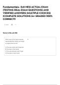 Fundamentals- Exit HESI ACTUAL EXAM &lpar;TESTING REAL EXAM QUESTIONS&rpar; AND VERIFIED ANSWERS &lpar;MULTIPLE CHOICES&rpar; &vert;COMPLETE SOLUTIONS &vert;A&plus; GRADED &vert;100&percnt; CORRECT&excl;&excl;