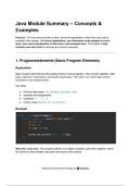 Java Module Summary &ndash; Concepts & Examples