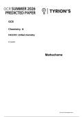 OCR A Level Chemistry Papers 1&comma;2&comma;3 2026 Predicted Papers with Mark Schemes