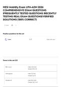 HESI Mobility Exam LPN-ADN 2026 COMPREHENSIVE EXAM QUESTIONS &vert;FREQUENTLY TESTED QUESTIONS &vert;RECENTLY TESTING REAL EXAM QUESTIONS&vert;VERIFIED SOLUTIONS &lpar;100&percnt; CORRECT&rpar;