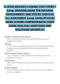 A LEVEL BIOLOGY A &lpar;SNAB&rpar;&colon; PAST PAPER 1 & GRADING GUIDE THE NATURAL ENVIRONMENT AND SPECIES SURVIVAL ALL ASSESSMENT & LEVEL-BY-LEVEL MARK SCHEME PRACTICE EXAMINATION 2026 QUESTIONS WITH ANSWERS GRADED A&plus;