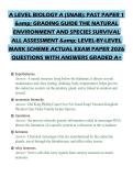 A LEVEL BIOLOGY A &lpar;SNAB&rpar;&colon; PAST PAPER 1 & GRADING GUIDE THE NATURAL ENVIRONMENT AND SPECIES SURVIVAL ALL ASSESSMENT & LEVEL-BY-LEVEL MARK SCHEME COMPREHENSIVE STUDY GUIDE 2026 FULL QUESTIONS AND SOLUTIONS GRADED A&plus;