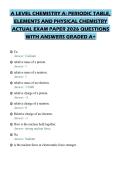 A LEVEL CHEMISTRY A&colon; PERIODIC TABLE&comma; ELEMENTS AND PHYSICAL CHEMISTRY ACTUAL EXAM PAPER 2026 QUESTIONS WITH ANSWERS GRADED A&plus;