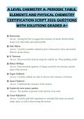 A LEVEL CHEMISTRY A&colon; PERIODIC TABLE&comma; ELEMENTS AND PHYSICAL CHEMISTRY CERTIFICATION SCRIPT 2026 QUESTIONS WITH SOLUTIONS GRADED A&plus;