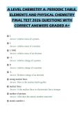 A LEVEL CHEMISTRY A&colon; PERIODIC TABLE&comma; ELEMENTS AND PHYSICAL CHEMISTRY FINAL TEST 2026 QUESTIONS WITH CORRECT ANSWERS GRADED A&plus;