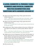 A LEVEL CHEMISTRY A&colon; PERIODIC TABLE&comma; ELEMENTS AND PHYSICAL CHEMISTRY PRACTICE EXAMINATION 2026 QUESTIONS WITH ANSWERS GRADED A&plus;
