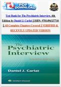 Test Bank for The Psychiatric Interview&comma; 4th  Edition by Daniel J&period; Carlat &vert;&vert; ISBN- 9781496327710  &vert;&vert; All Complete Chapters Covered &vert;&vert; VERIFIED &  RECENTLY UPDATED VERSION &lpar;2026 &sol; 2027&rpar;&period; 