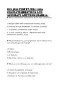 BUL 5810 TEST PAPER 1 2026 COMPLETE QUESTIONS AND ACCURATE ANSWERS GRADE A&plus;