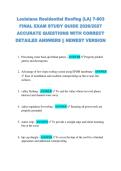 Louisiana Residential Roofing &lpar;LA&rpar; 7-803  FINAL EXAM STUDY GUIDE 2026&sol;2027  ACCURATE QUESTIONS WITH CORRECT  DETAILED ANSWERS &vert;&vert; NEWEST VERSION 