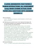 A LEVEL GEOGRAPHY&colon; PAST PAPER 2&colon; HUMAN INTERACTIONS&period; ALL ASSESSMENT & MARK SCHEME ACTUAL EXAM PAPER 2026 QUESTIONS WITH ANSWERS GRADED A&plus;