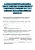 A LEVEL GEOGRAPHY&colon; PAST PAPER 2&colon; HUMAN INTERACTIONS&period; ALL ASSESSMENT & MARK SCHEME FINAL TEST 2026 QUESTIONS WITH CORRECT ANSWERS GRADED A&plus;