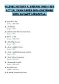 A LEVEL HISTORY A&colon; BRITAIN 1900&ndash;1951 ACTUAL EXAM PAPER 2026 QUESTIONS WITH ANSWERS GRADED A&plus;