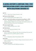 A LEVEL HISTORY A&colon; BRITAIN 1900&ndash;1951 CERTIFICATION SCRIPT 2026 QUESTIONS WITH SOLUTIONS GRADED A&plus;