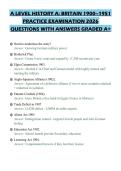 A LEVEL HISTORY A&colon; BRITAIN 1900&ndash;1951 PRACTICE EXAMINATION 2026 QUESTIONS WITH ANSWERS GRADED A&plus;