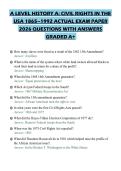 A LEVEL HISTORY A&colon; CIVIL RIGHTS IN THE USA 1865&ndash;1992 ACTUAL EXAM PAPER 2026 QUESTIONS WITH ANSWERS GRADED A&plus;