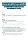 A LEVEL HISTORY A&colon; CIVIL RIGHTS IN THE USA 1865&ndash;1992 COMPREHENSIVE STUDY GUIDE 2026 FULL QUESTIONS AND SOLUTIONS GRADED A&plus;