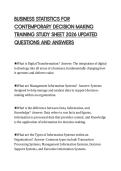 BUSINESS STATISTICS FOR CONTEMPORARY DECISION MAKING TRAINING STUDY SHEET 2026 UPDATED QUESTIONS AND ANSWERS