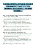 A LEVEL HISTORY A&colon; CIVIL RIGHTS IN THE USA 1865&ndash;1992 FINAL TEST 2026 QUESTIONS WITH CORRECT ANSWERS GRADED A&plus;