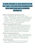 A LEVEL HISTORY A&colon; CIVIL RIGHTS IN THE USA 1865&ndash;1992 PRACTICE EXAMINATION 2026 QUESTIONS WITH ANSWERS GRADED A&plus;