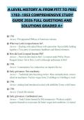 A LEVEL HISTORY A&colon; FROM PITT TO PEEL 1783&ndash;1853 COMPREHENSIVE STUDY GUIDE 2026 FULL QUESTIONS AND SOLUTIONS GRADED A&plus;