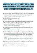 A LEVEL HISTORY A&colon; FROM PITT TO PEEL 1783&ndash;1853 FINAL TEST 2026 QUESTIONS WITH CORRECT ANSWERS GRADED A&plus;