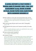 A LEVEL HISTORY A&colon; PAST PAPER 1&colon; RUSSIA AND ITS RULERS 1855&ndash;1964&period; ALL ASSESSMENT & MARK SCHEME ACTUAL EXAM PAPER 2026 QUESTIONS WITH ANSWERS GRADED A&plus;