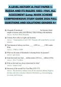 A LEVEL HISTORY A&colon; PAST PAPER 1&colon; RUSSIA AND ITS RULERS 1855&ndash;1964&period; ALL ASSESSMENT & MARK SCHEME COMPREHENSIVE STUDY GUIDE 2026 FULL QUESTIONS AND SOLUTIONS GRADED A&plus;