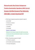 Massachusetts Real Estate Salesperson  Practice Examination Questions With Correct  Answers &lpar;Verified Answers&rpar; Plus Rationales  2026 Q&A &vert; Instant Download Pdf