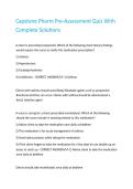 Capstone Pharm Pre-Assessment Quiz With Complete Solutions 