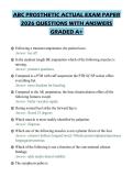 ABC PROSTHETIC ACTUAL EXAM PAPER 2026 QUESTIONS WITH ANSWERS GRADED A&plus;