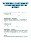 ABC PROSTHETIC CERTIFICATION SCRIPT 2026 QUESTIONS WITH SOLUTIONS GRADED A&plus;