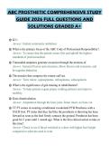 ABC PROSTHETIC COMPREHENSIVE STUDY GUIDE 2026 FULL QUESTIONS AND SOLUTIONS GRADED A&plus;