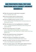 ABC PROSTHETIC FINAL TEST 2026 QUESTIONS WITH CORRECT ANSWERS GRADED A&plus;