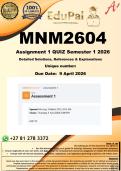 MNM2604 Assignment 1 QUIZ &lpar;COMPLETE ANSWERS&rpar; Semester 1 2026 - DUE 20 April 2026