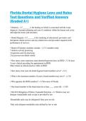 Florida Dental Hygiene Laws and Rules Test Questions and Verified Answers &lpar;Graded A&plus;&rpar;
