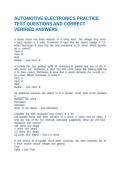 AUTOMOTIVE ELECTRONICS PRACTICE TEST QUESTIONS AND CORRECT VERIFIED ANSWERS