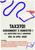 TAX3701 Assignment 2 Semester 1 Memo &vert; Due 16 April 2026