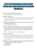 ACCT 3110 ENTRANCE ACTUAL EXAM PAPER 2026 QUESTIONS WITH ANSWERS GRADED A&plus;