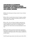 ACHE BOARD OF GOVERNORS EXAMINATION REFERENCE MANUAL EXAM SCRIPT 2026 COMPLETE QUESTIONS AND CORRECT ANSWERS