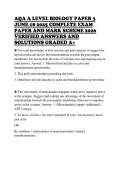 AQA A LEVEL BIOLOGY PAPER 3 JUNE 18 2025 COMPLETE EXAM PAPER AND MARK SCHEME 2026 VERIFIED ANSWERS AND SOLUTIONS GRADED A&plus; 