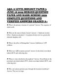 AQA A LEVEL BIOLOGY PAPER 3 JUNE 18 2025 MERGED QUESTION PAPER AND MARK SCHEME 2026 COMPLETE QUESTIONS AND VERIFIED ANSWERS GRADED A&plus;