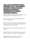 AQA A LEVEL BUSINESS PAPER 1 BUSINESS 1 MAY 14 2025 MERGED QUESTION PAPER AND MARK SCHEME 2026 COMPLETE QUESTIONS AND VERIFIED ANSWERS GRADED A&plus;